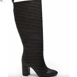 CECELIA NEW YORK BLACK/GOLD Patent Leather Noel High Shaft Boots NWT Size: 7.5